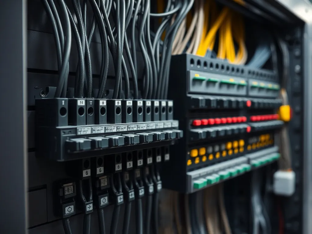 Detailed close-up of a professional electrical distribution