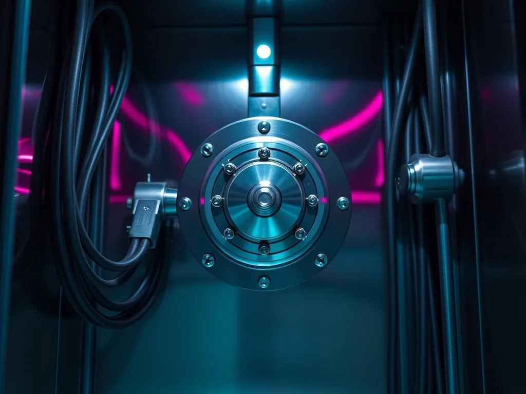 Close up of elevator motor and cables in a machine room, ind
